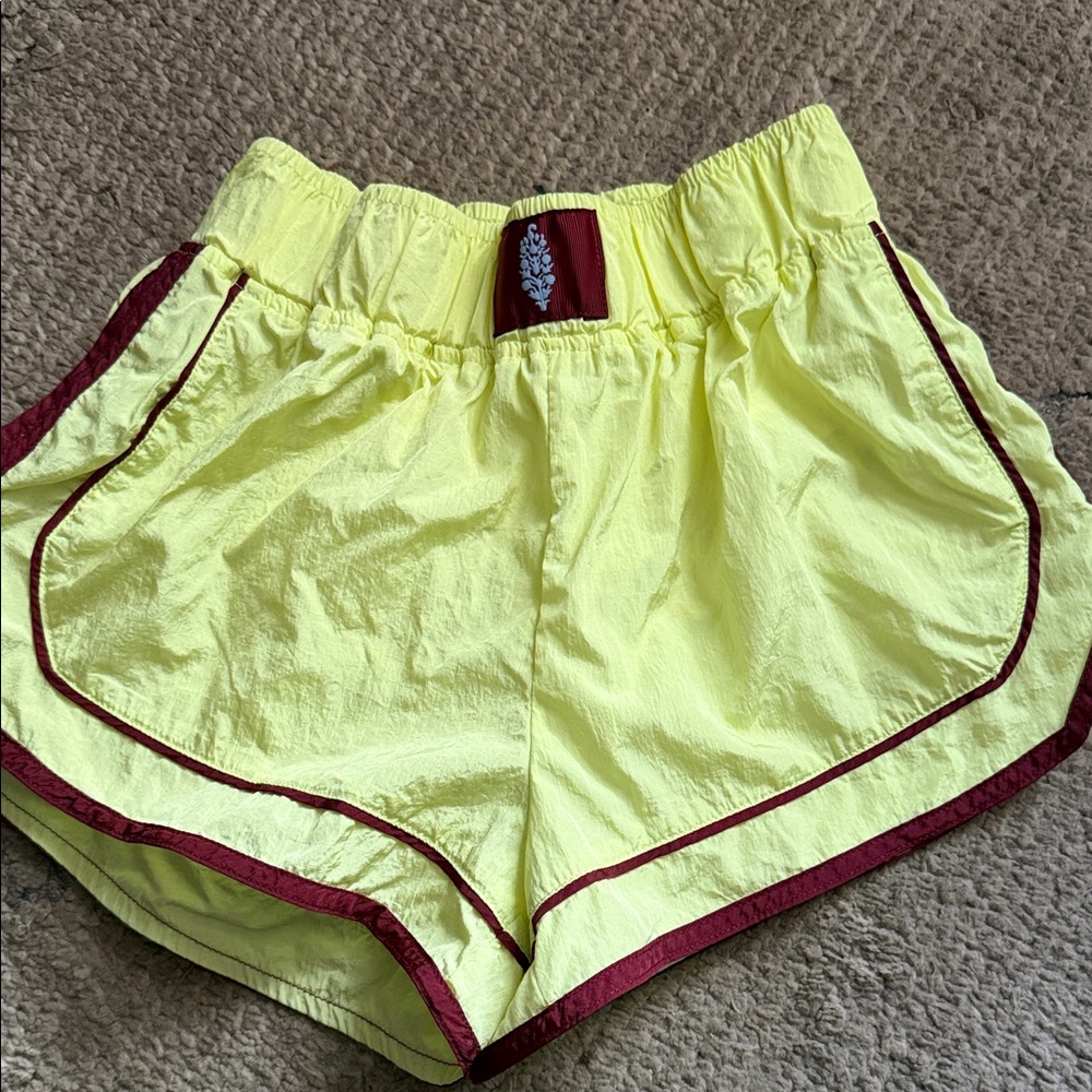 Yellow Free movement Shorts with Red Trim Free movement